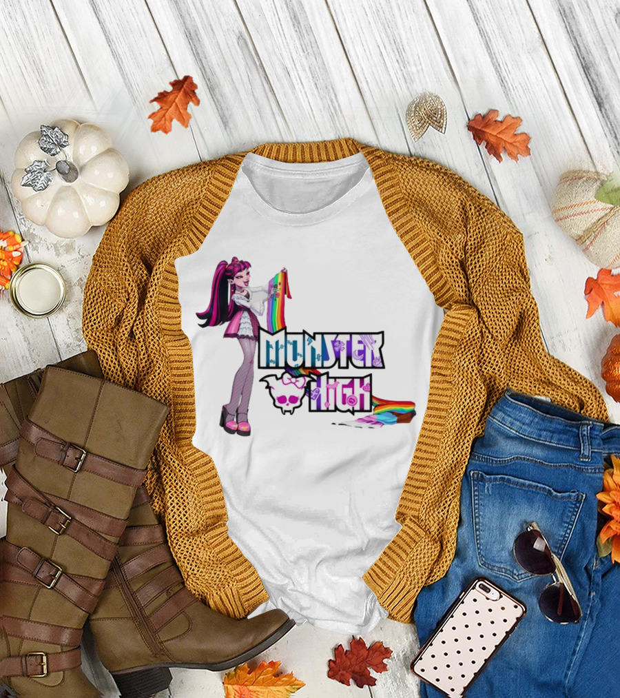 Monster High Draculaura Holding Pride Rainbow Flag T-Shirt