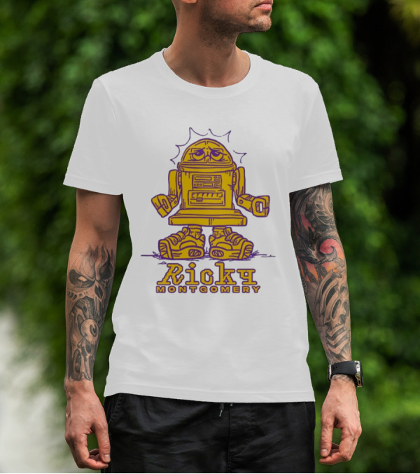 Ricky Montgomery Robot Illustration Yellow Purple T-Shirt