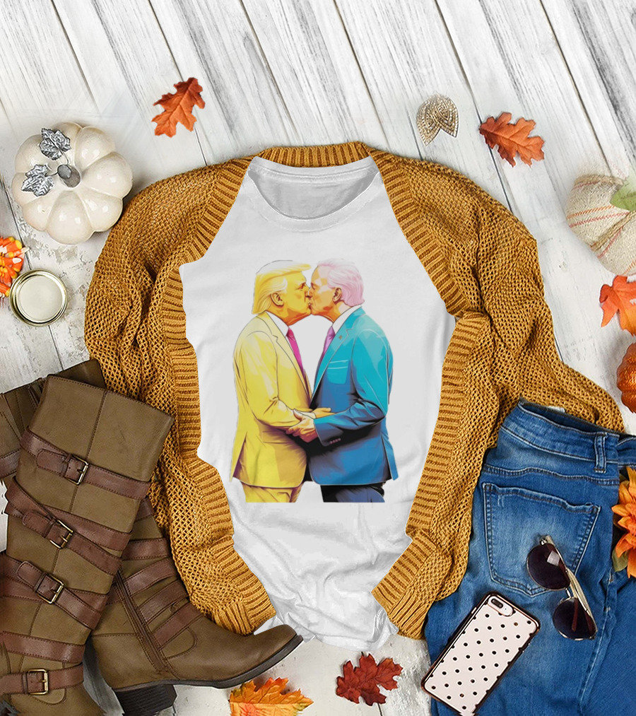Biden And Trump Kissing Colored T-Shirt