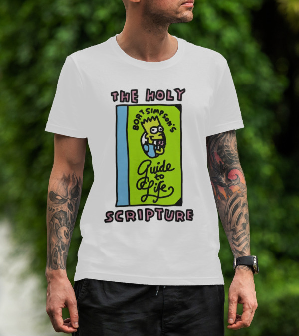 The Holy Bort Simpson's Guide To Life Scripture Book Cover T-Shirt