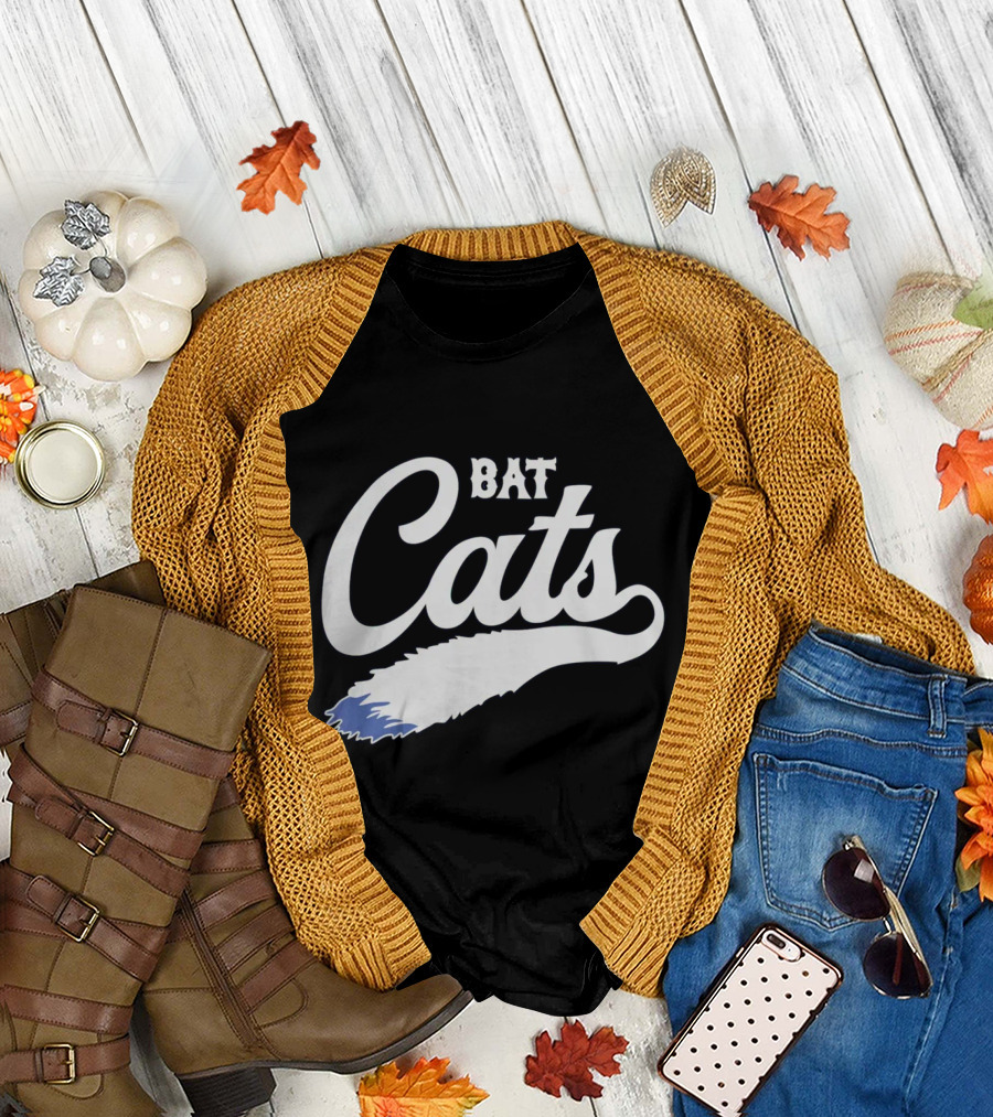Bat Cats Logo with Feather Tail T-Shirt