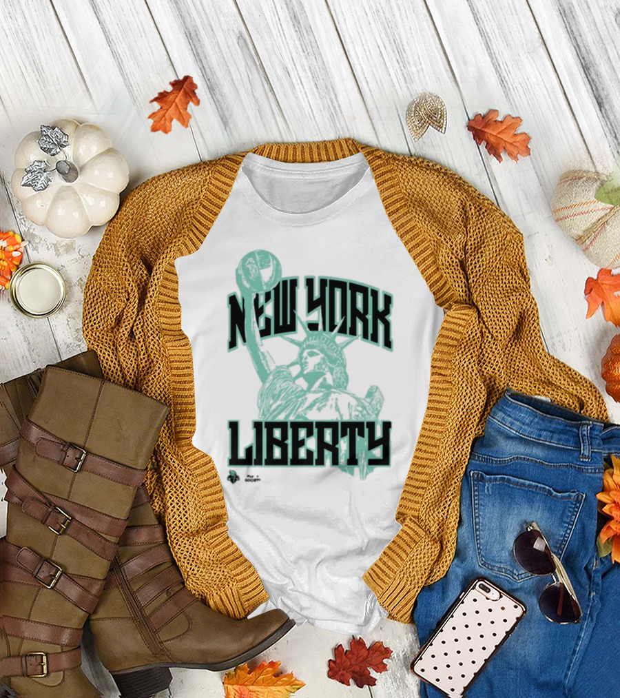 New York Liberty Playa Society Team Statue of Liberty Basketball T-Shirt