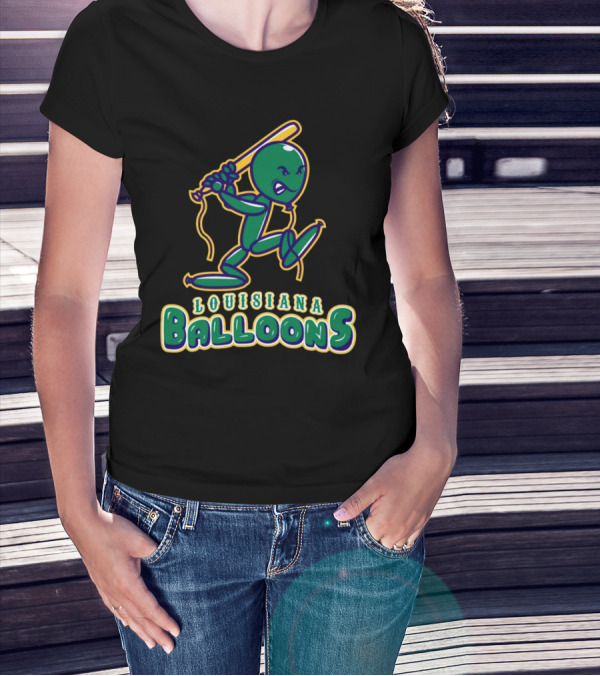 Louisiana Balloons Baseball Mascot Character T-Shirt