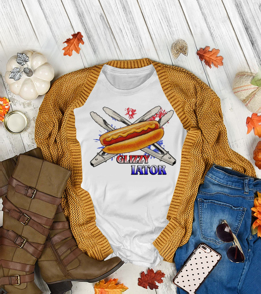 Middleclassfancy Usa Glizzy Gladiator Hot Dog Tongs American Colors T-Shirt