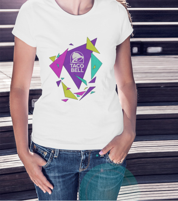 Taco Bell Logo Neon Geometric Shapes T-Shirt