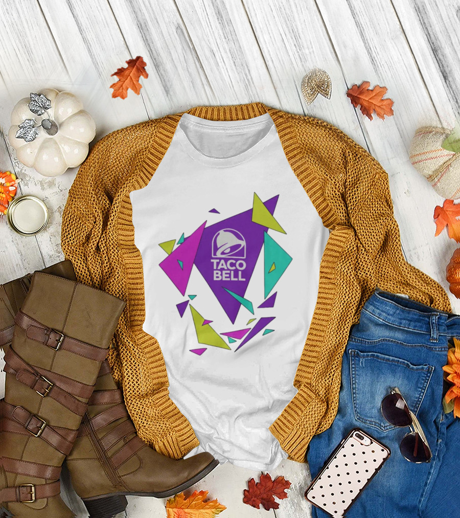 Taco Bell Logo Neon Geometric Shapes T-Shirt