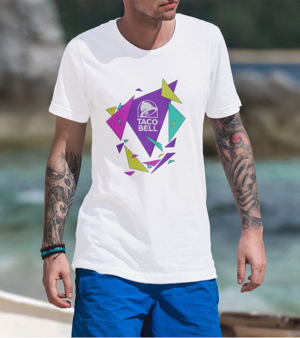 Taco Bell Logo Neon Geometric Shapes T-Shirt