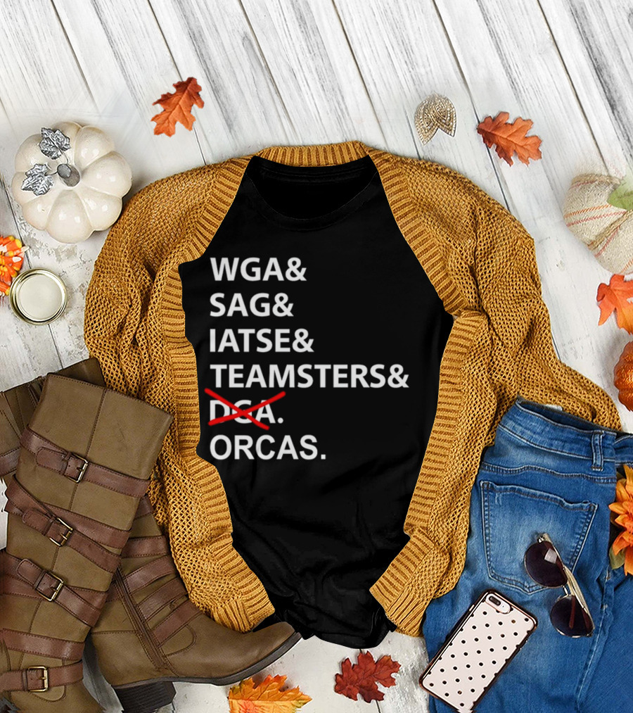 WGA SAG IATSE Teamsters Orcas Crossed Out T-Shirt