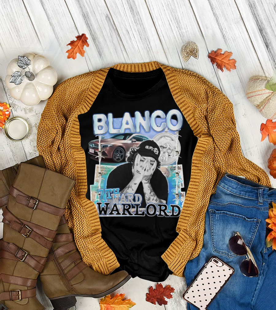 Blanco 7Thward Warlord Money Car Skull Tattoo Barbed Wire Aesthetic T-Shirt