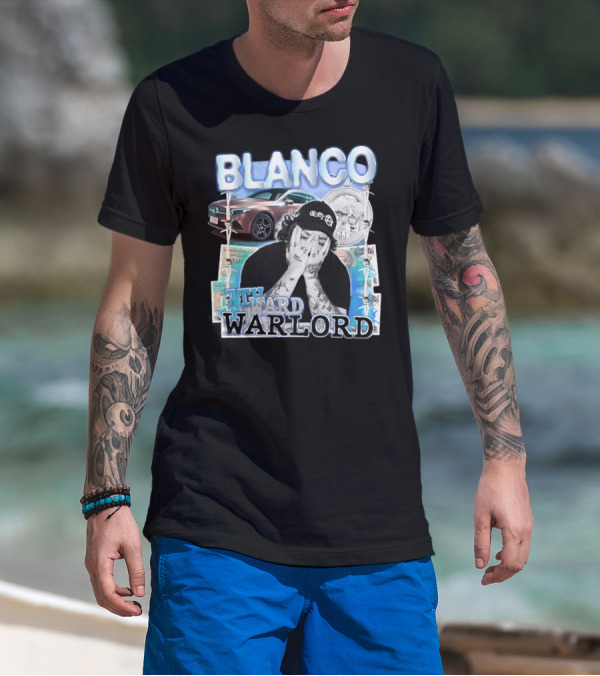 Blanco 7Thward Warlord Money Car Skull Tattoo Barbed Wire Aesthetic T-Shirt