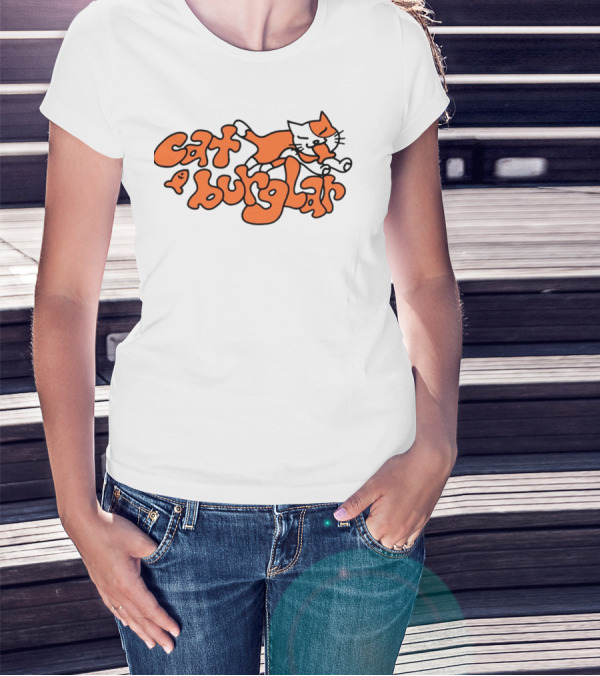 Cat Burglar Playful Cartoon Cat With Fish Bone T-Shirt