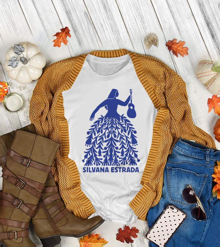 Silvana Estrada Blue Dress Guitar Motif T-Shirt
