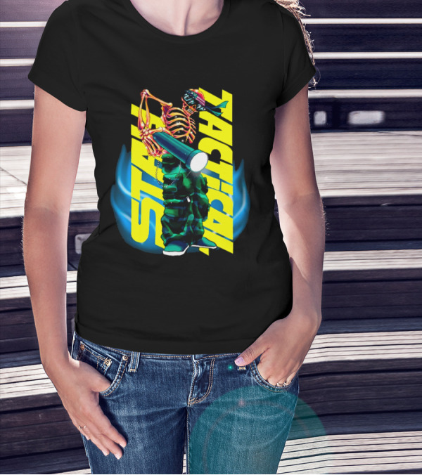 Stay Tactical Neon Skeleton Graffiti T-Shirt