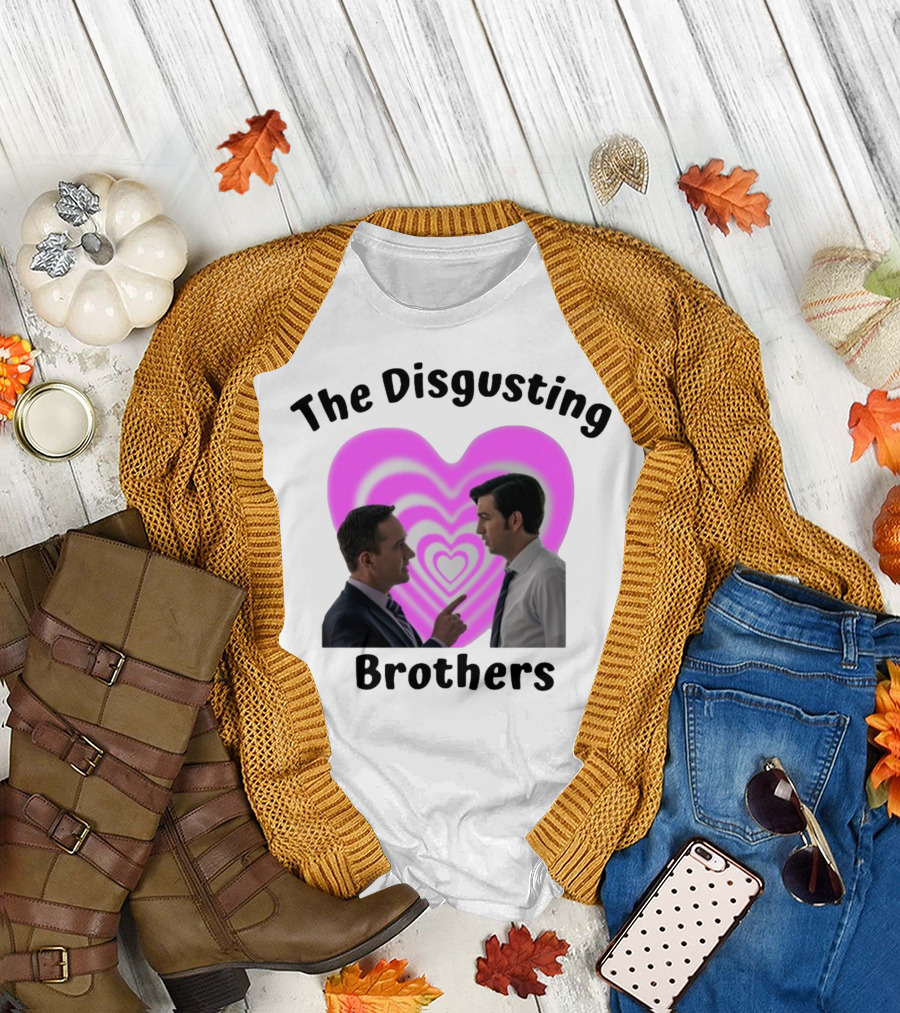 The Disgusting Brothers Succession Parody with Heart Background T-Shirt