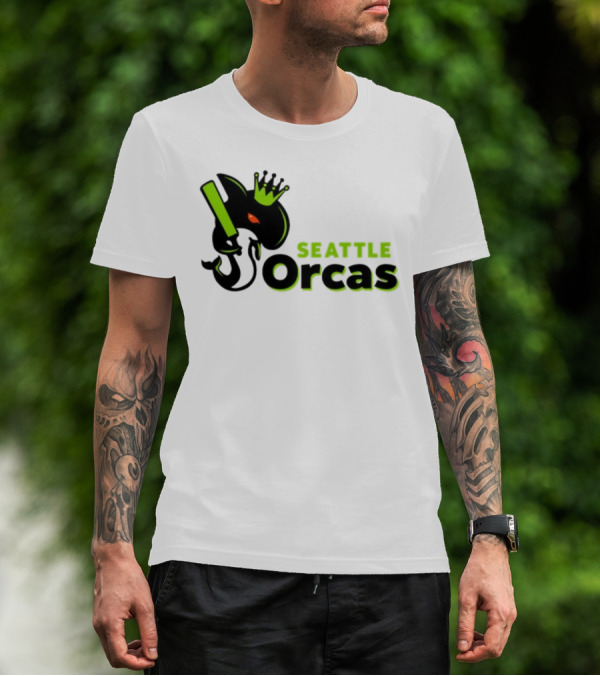 Franklin Leonard Seattle Orcas Crowned Orca With Bat T-Shirt