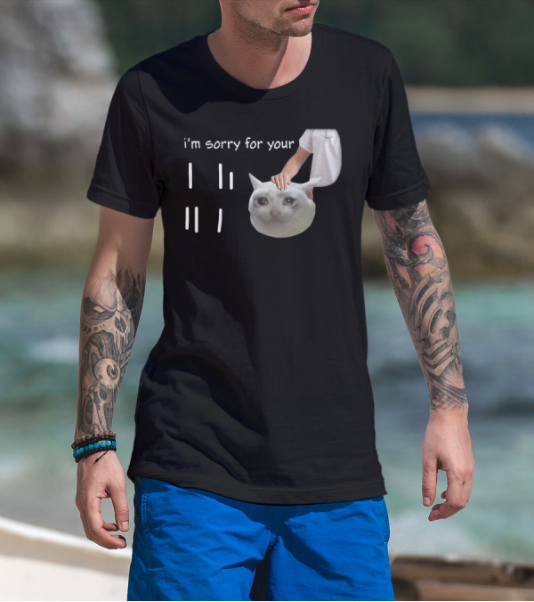 I'm Sorry For Your Loss Cat Crying Meme Hand Patting T-Shirt