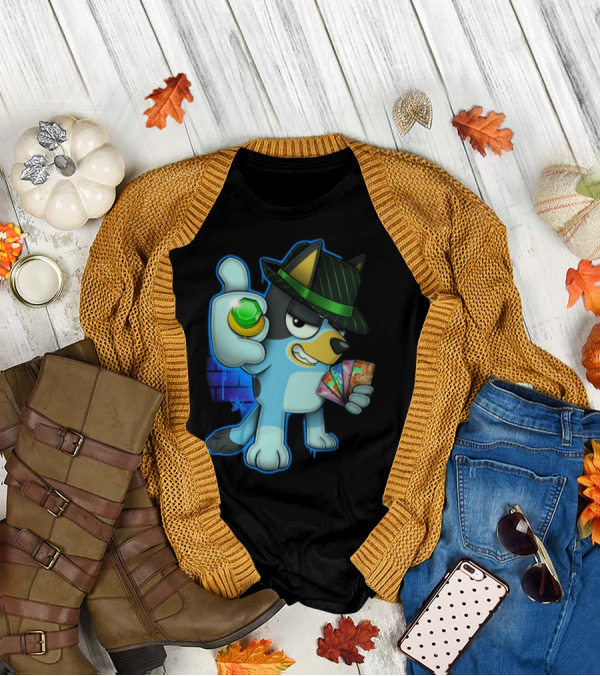 Bluepin Poker Dog With Fedora And Gem در Poker Cards T-Shirt