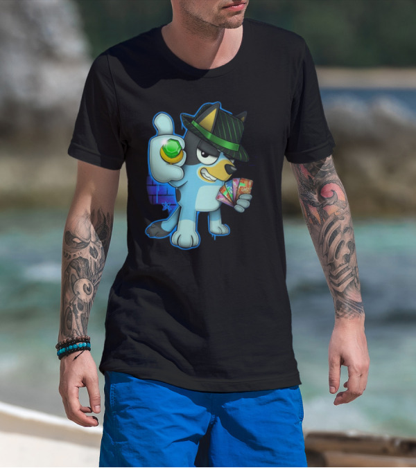 Bluepin Poker Dog With Fedora And Gem در Poker Cards T-Shirt