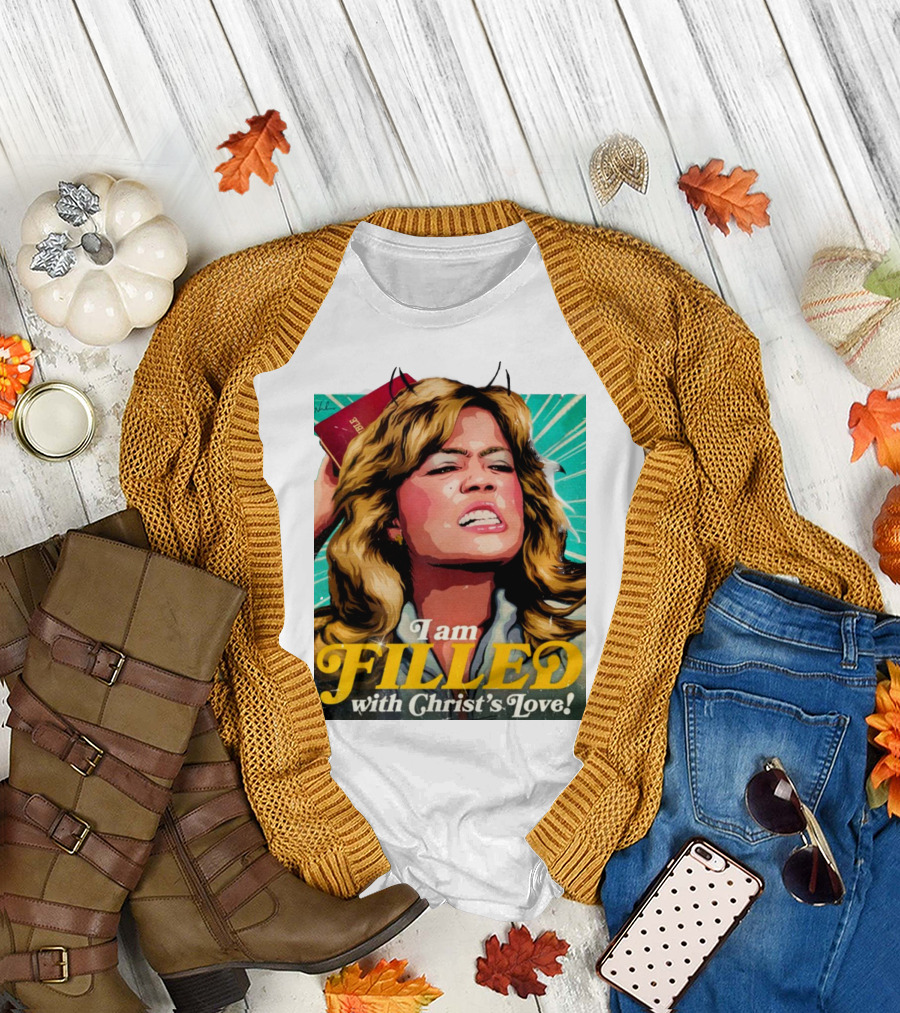 I Am Filled With Christ's Love Vintage Comic Style Woman Holding Bible T-Shirt