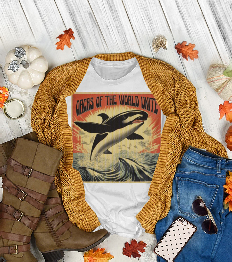 Orcas Of The World Unite Jumping Orca Propaganda T-Shirt