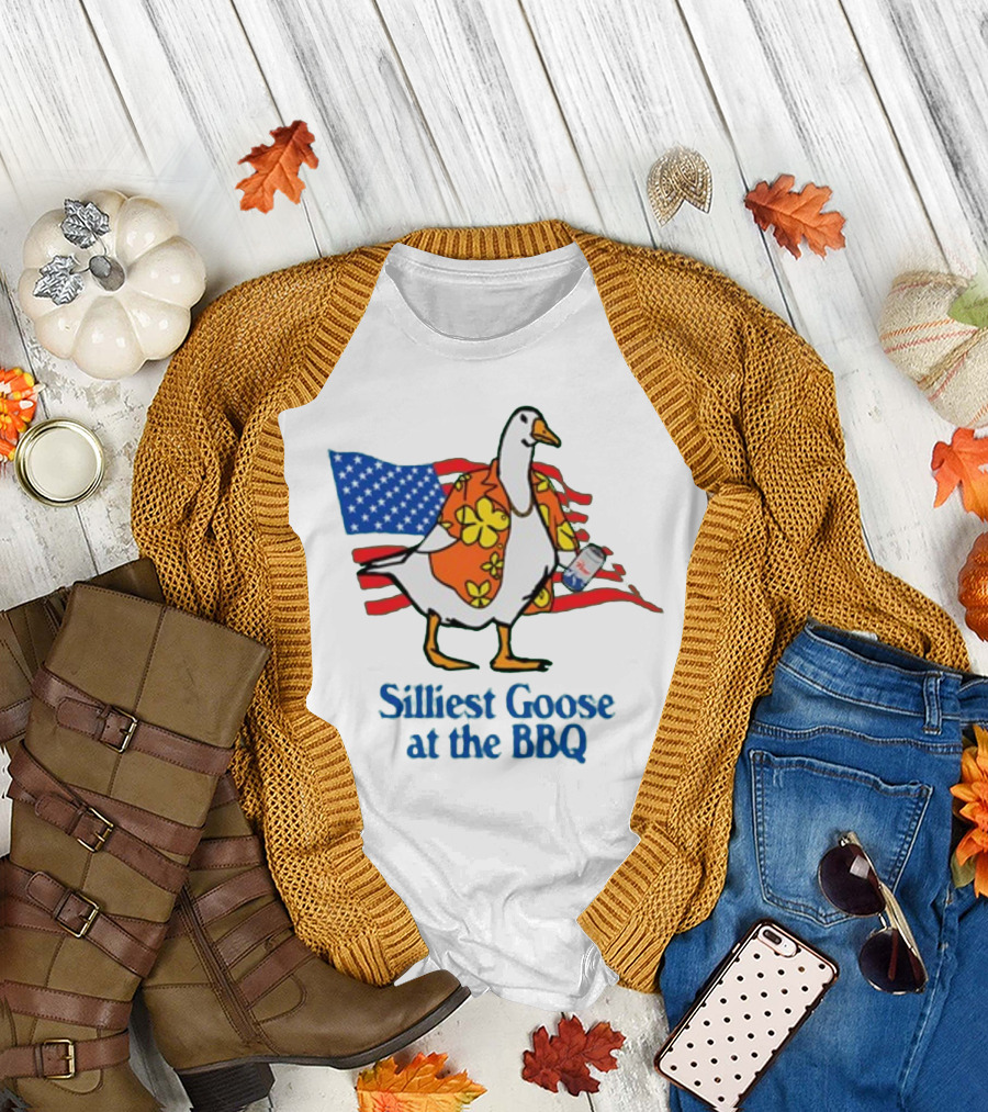 Silliest Goose at the BBQ Patriotic Hawaiian Shirt USA Flag T-Shirt