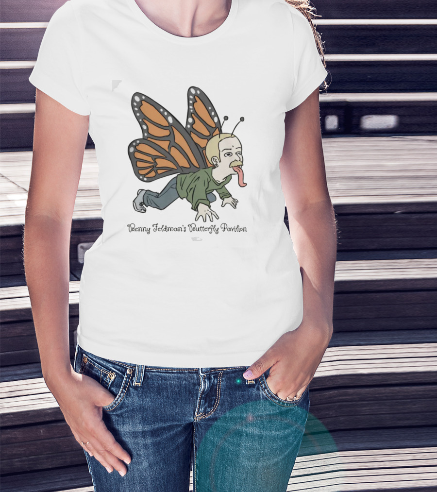 Benny Feldman's Butterfly Pavilion Winged Humanoid Cartoon With Antennae And Sneakers T-Shirt