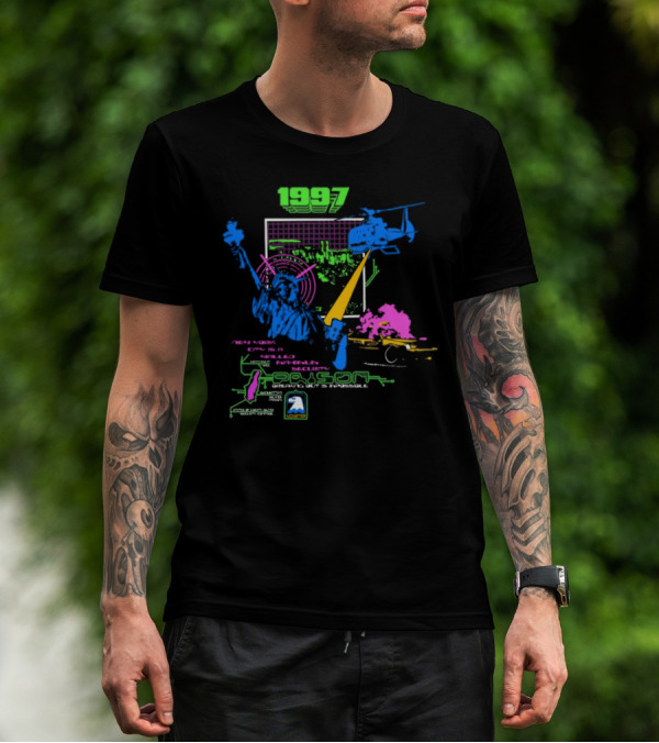 1997 New York City Is A Walled Maximum Security Prison Breaking Out Is Impossible Helicopter Statue Of Liberty Explosion Scene T-Shirt