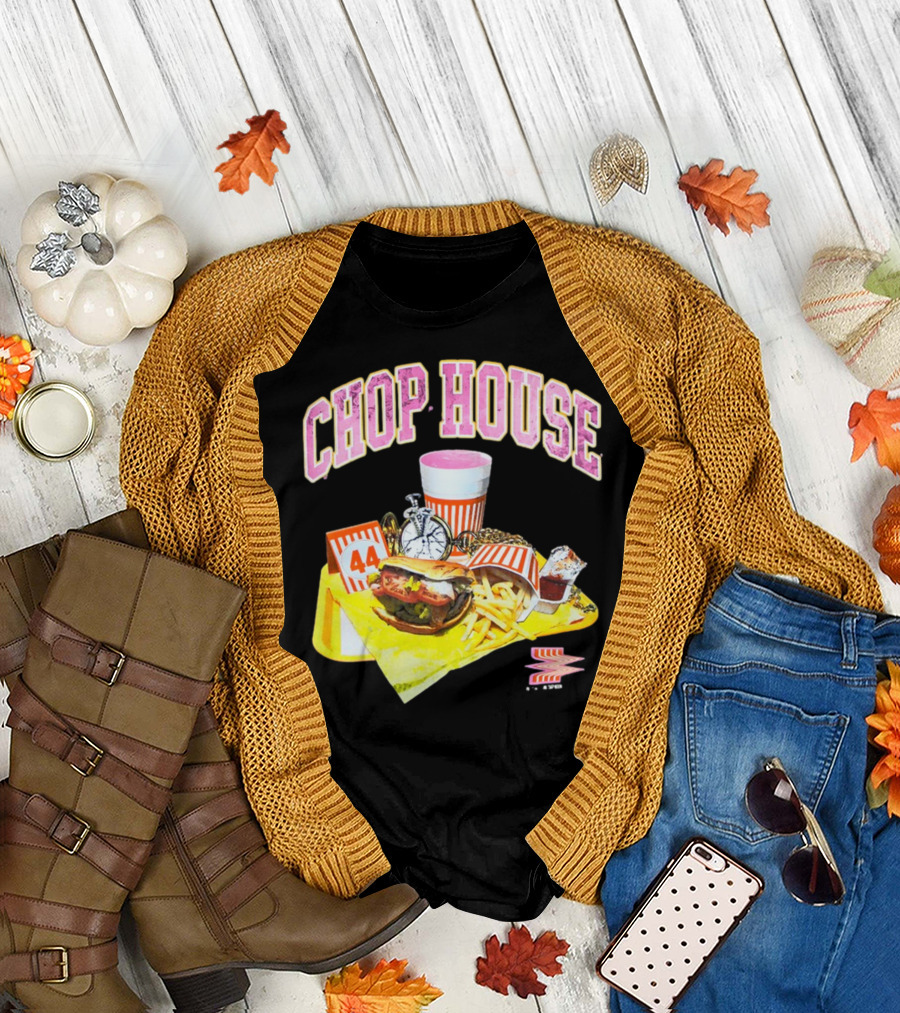Chop House 44 Fast Food Combo with Burger Fries Drink and Condiments T-Shirt