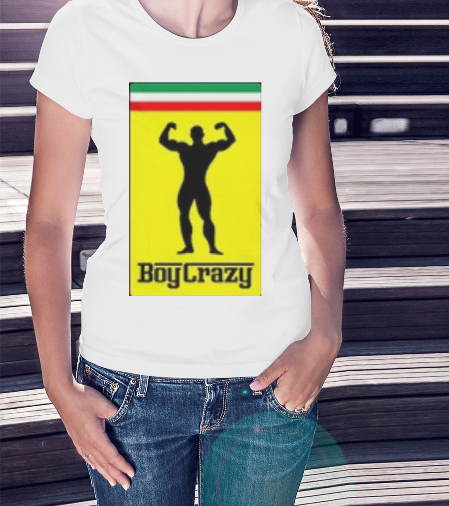 Boy Crazy Italia Bodybuilding Silhouette Italian Flag T-Shirt