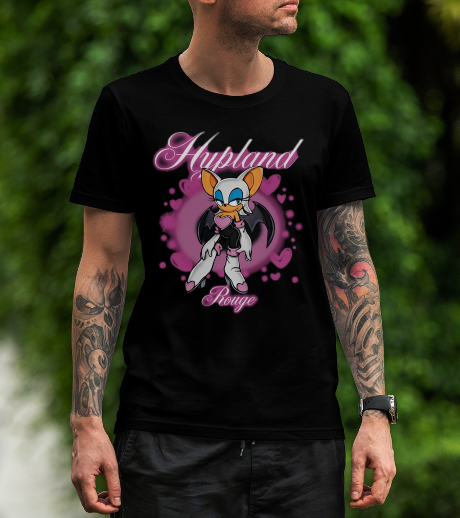 Hypland Rouge Bat Character Surrounded By Pink Hearts T-Shirt