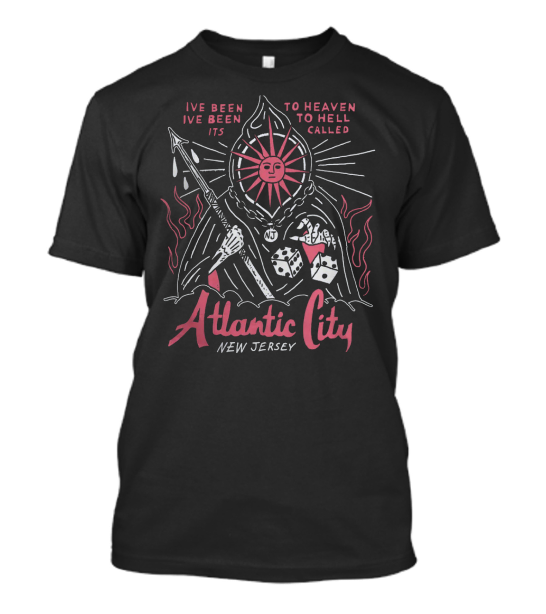 Ive Been To Heaven To Hell Its Called Atlantic City New Jersey Sun Dice Spear T-Shirt