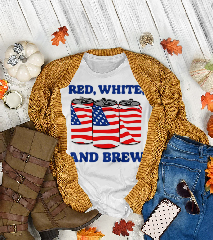 Red White and Brew Middleclassfancy American Flag Cans T-Shirt