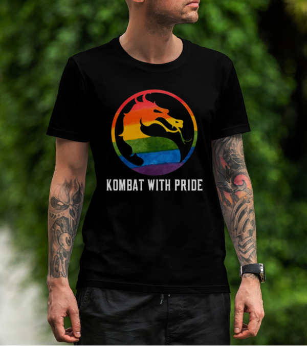 Kombat With Pride Rainbow Dragon Emblem T-Shirt