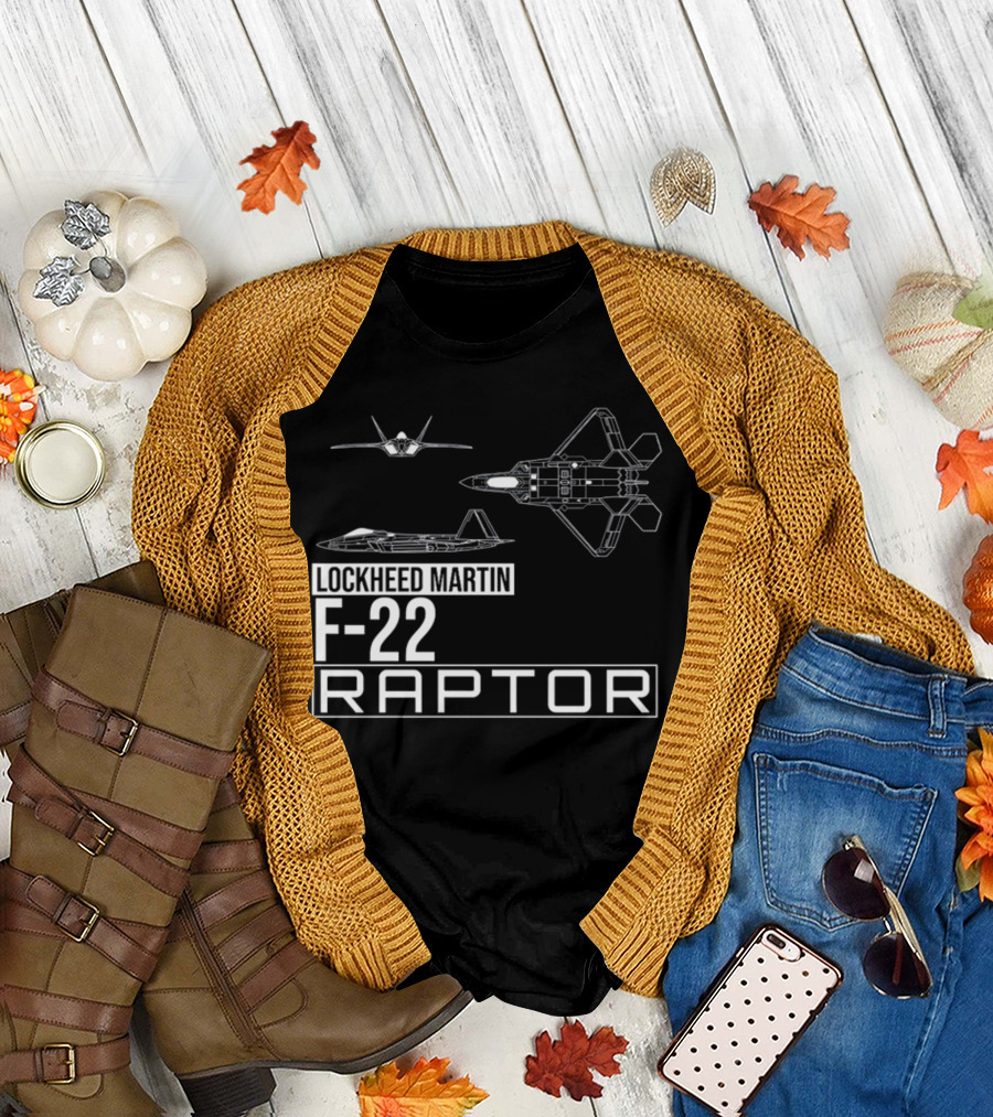 Lockheed Martin F-22 Raptor Detailed Aircraft Diagrams T-Shirt