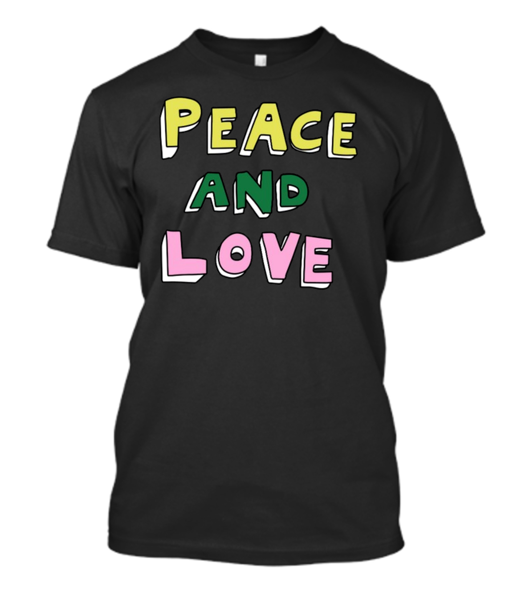 Bella Freud Peace And Love Text Bold Colorful Letters T-Shirt