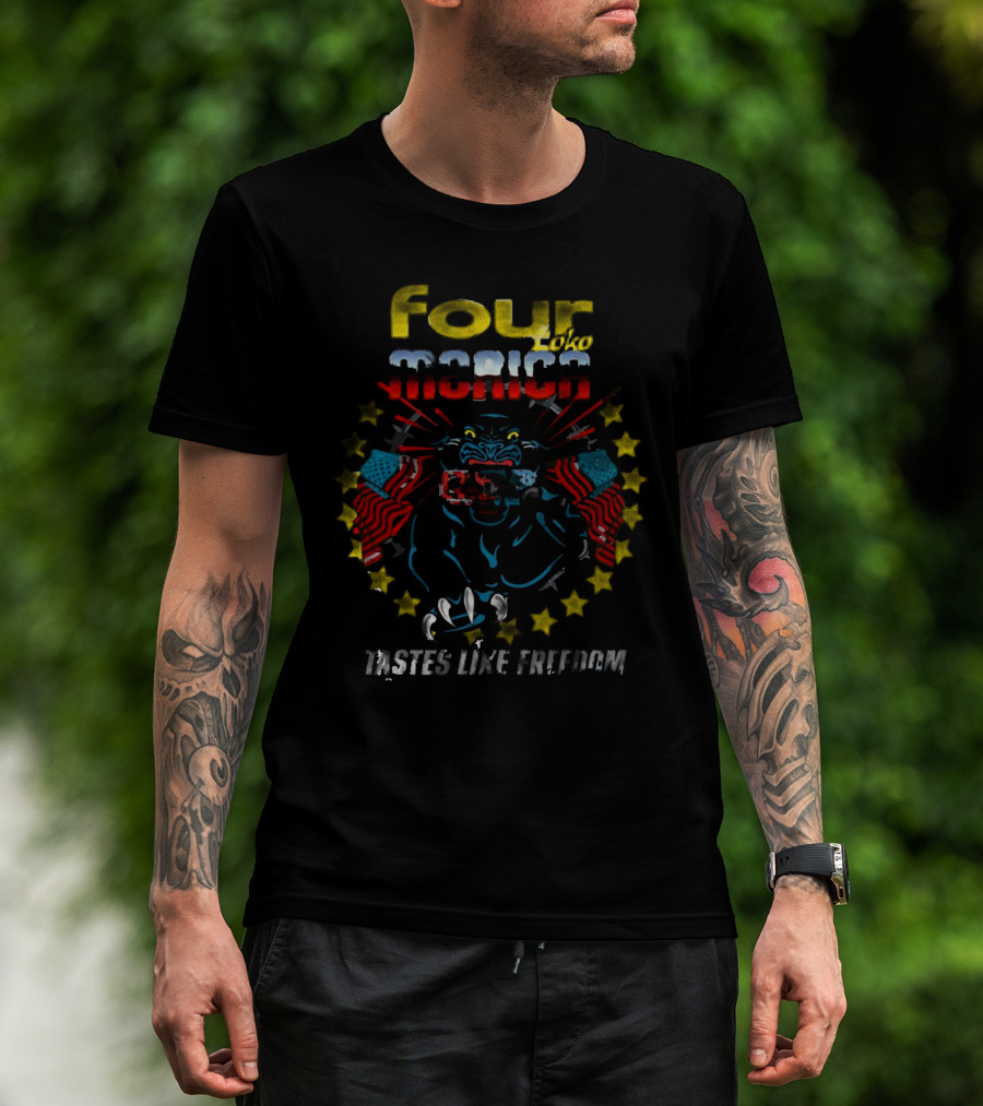 Four Loko Merica Panther With Guns Tastes Like Freedom T-Shirt