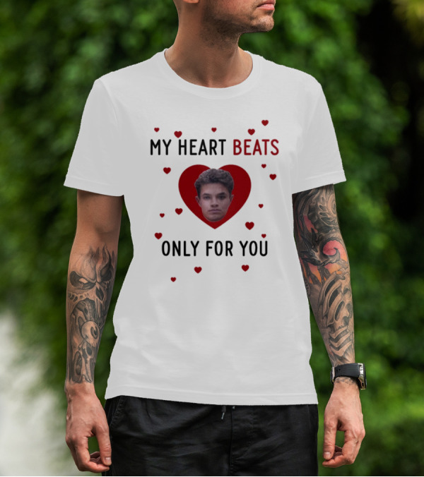 My Heart Beats Only For You Red Heart Face T-Shirt