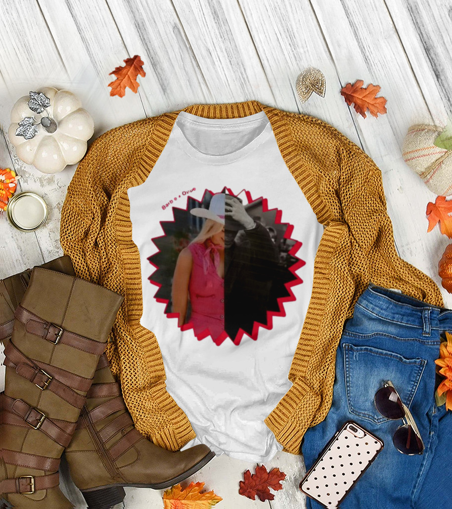 Barbie X Oppenheimer Is Margot Robbie Mashup Portrait Starburst T-Shirt