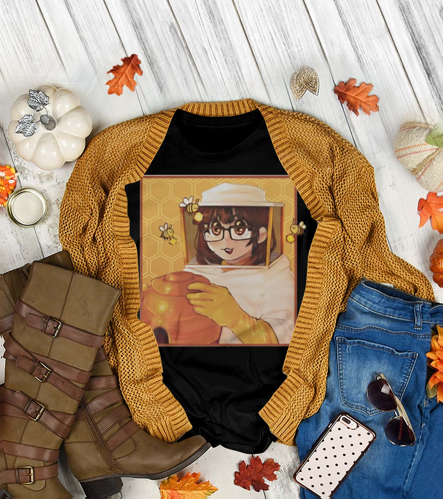 Bizabizow Bee Zabizow Honeycomb Beekeeper Anime Character with Bees and Honeycomb Background T-Shirt