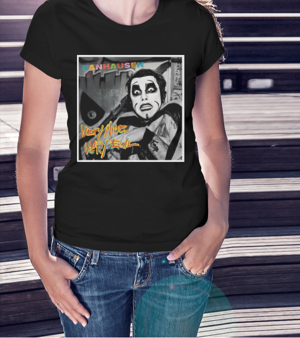 Danhausen Very Nice Very Evil Retro Comic Style Black And White Graffiti Background T-Shirt