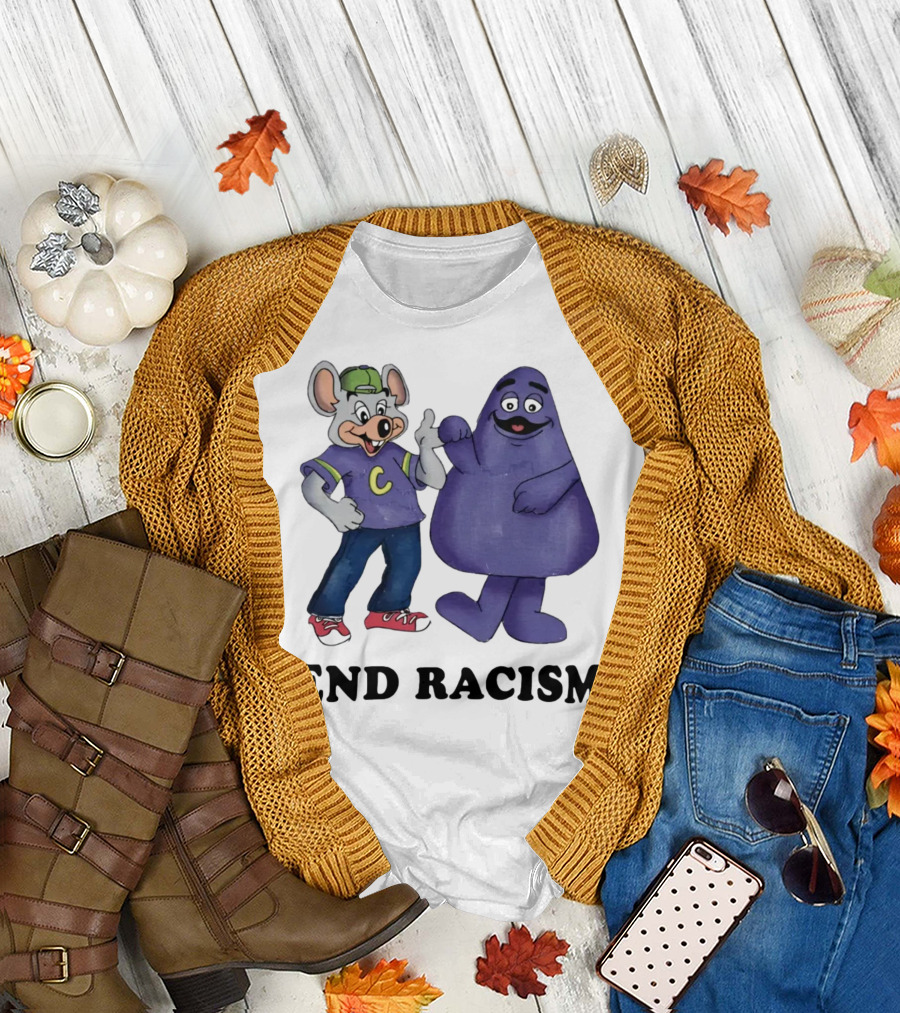 End Racism Aprilassembly Grimmace and Cartoon Mouse T-Shirt