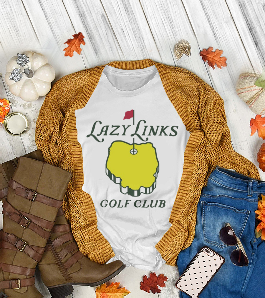 Lazy Links Golf Club Yellow Green Island Flag Green T-Shirt