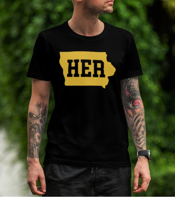 Iowa Her Gold State Outline T-Shirt