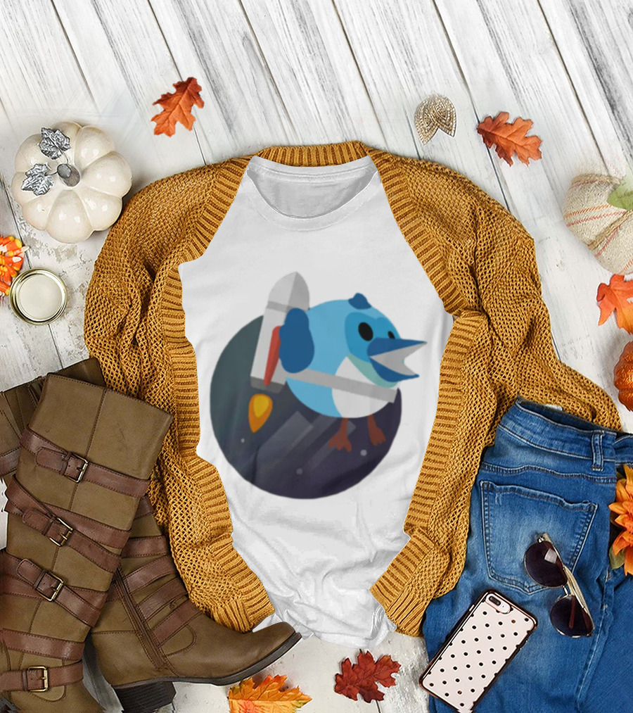 Flutter Dart Dash Iconic Rocket-Powered Bird Character T-Shirt