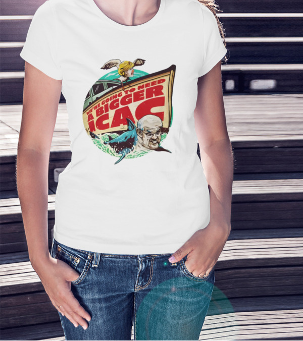 We're Going To Need A Bigger ICAC Satirical Political Boat Scene With Shark And Person T-Shirt