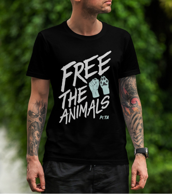 FREE THE ANIMALS PETA Fist And Paw T-Shirt