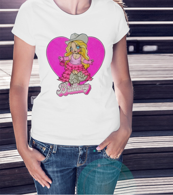 Brittany Heart Cowgirl Doll Boots Pink Ruffles Cartoon T-Shirt
