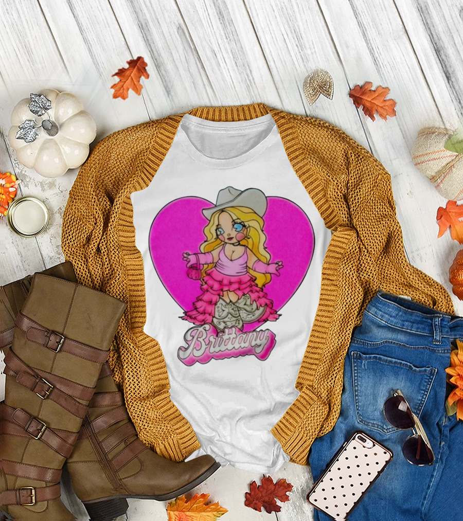 Brittany Heart Cowgirl Doll Boots Pink Ruffles Cartoon T-Shirt