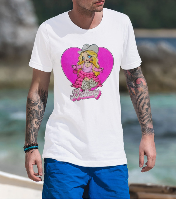 Brittany Heart Cowgirl Doll Boots Pink Ruffles Cartoon T-Shirt