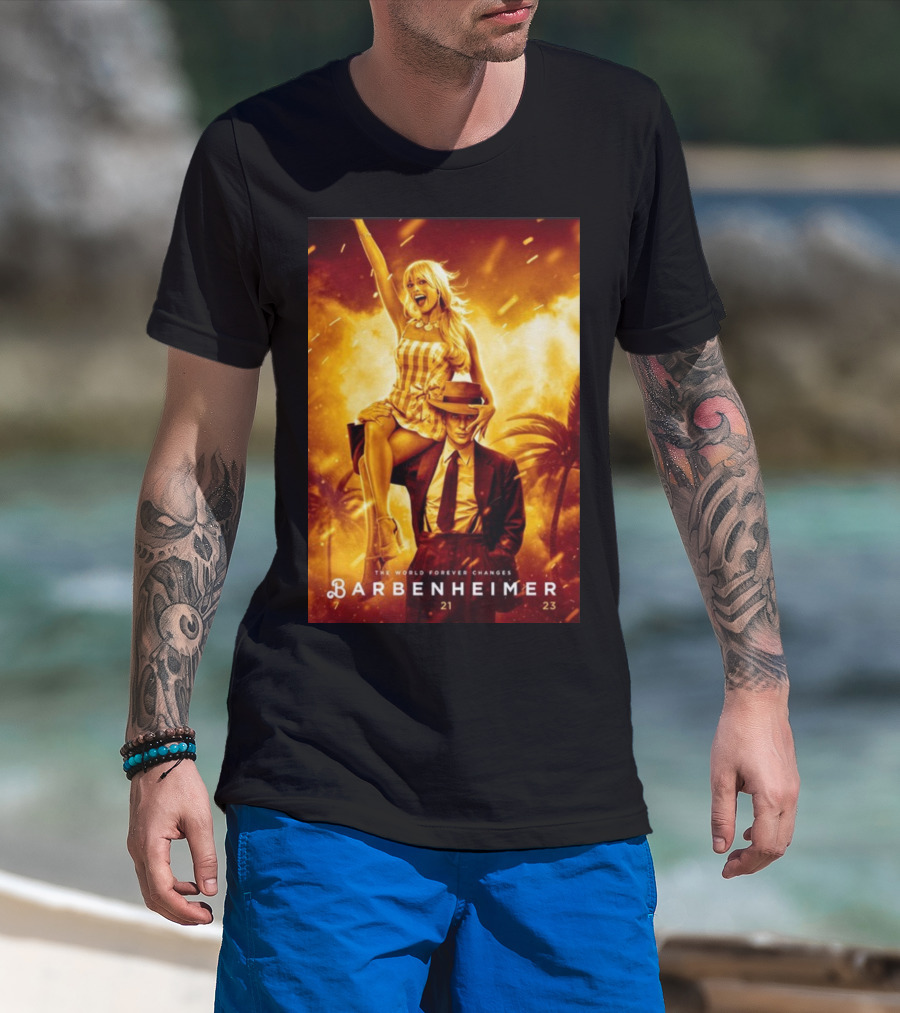 Barbenheimer 7 21 23 The World Forever Changes Stevereevesart T-Shirt